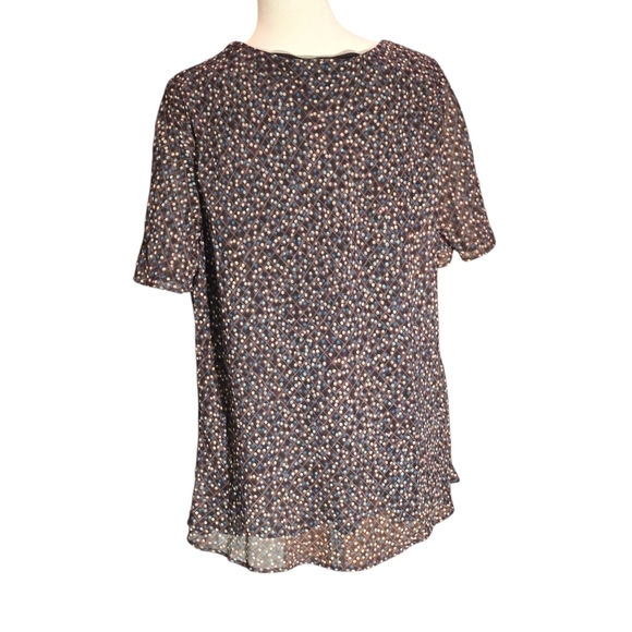 Covington Brown w/ Polka Dots Blouse Sheer Flutter Sleeves Women size 20W - Picture 2 of 11